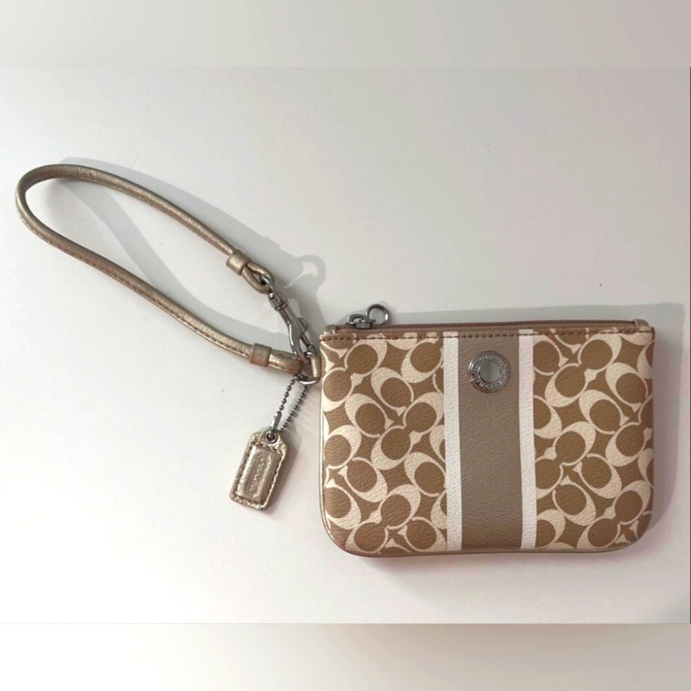 COACH Wristlet-Brown and cream